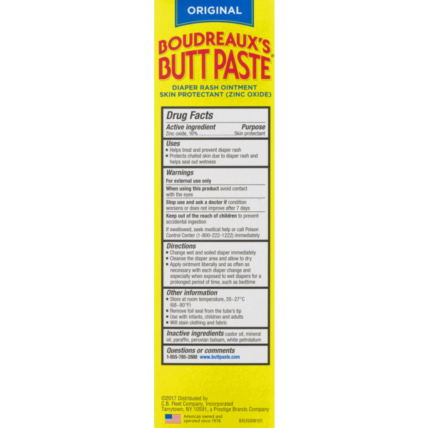 Boudreaux's Butt Paste Diaper Rash Ointment, Original, 4 oz, Item# BLO12408