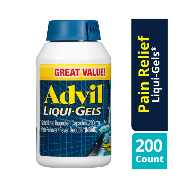 Advil Liqui-Gels (200 Count) Pain Reliever / Fever Reducer Liquid Filled Capsule, 200mg Ibuprofen, Temporary Pain Relief, Pain reliever, Item# BLO12242