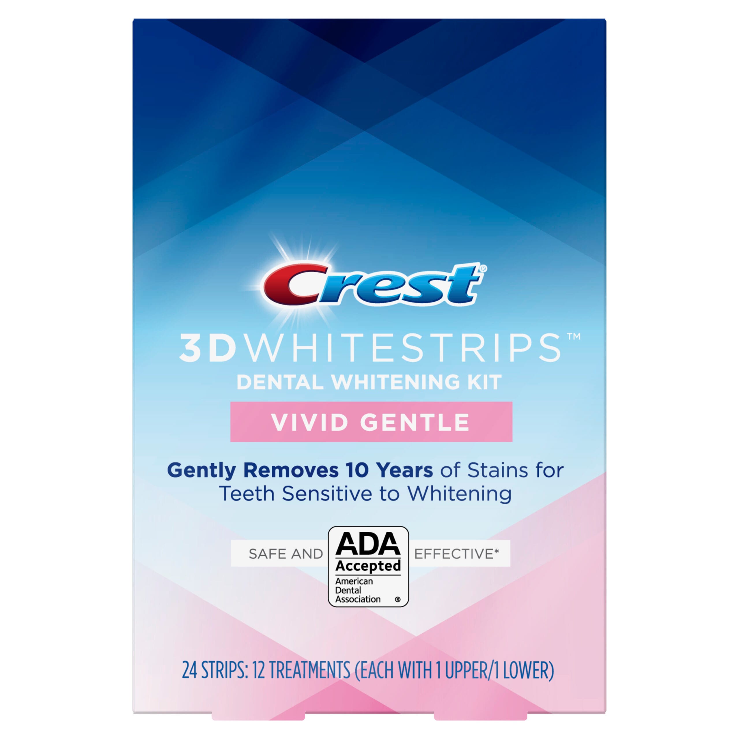Crest 3D Whitestrips Vivid White Gentle Teeth Whitening Kit, 12 Treatments, Item# BLO12766