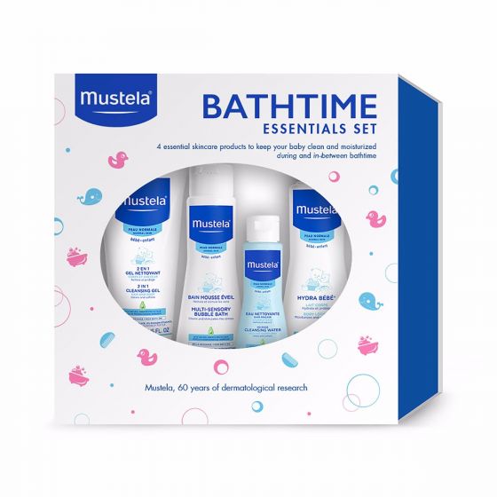 Mustela Baby Bathtime Essentials Gift Set, Natural Baby Skin Care, 4 Items, Item#  BLO12574